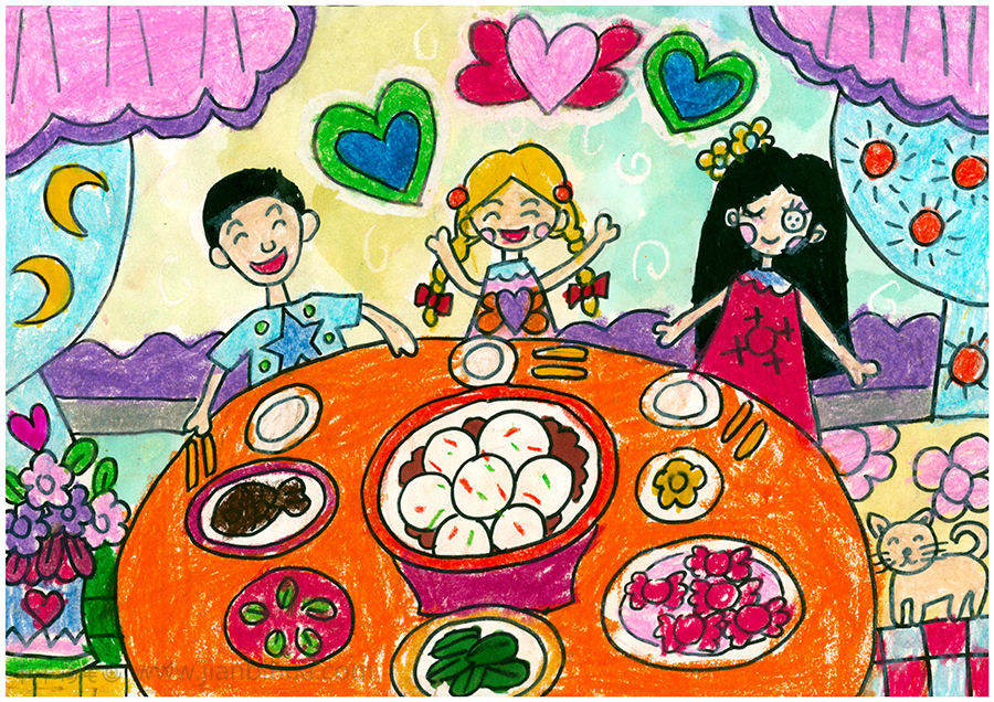 家乡的美食儿童画简单图片