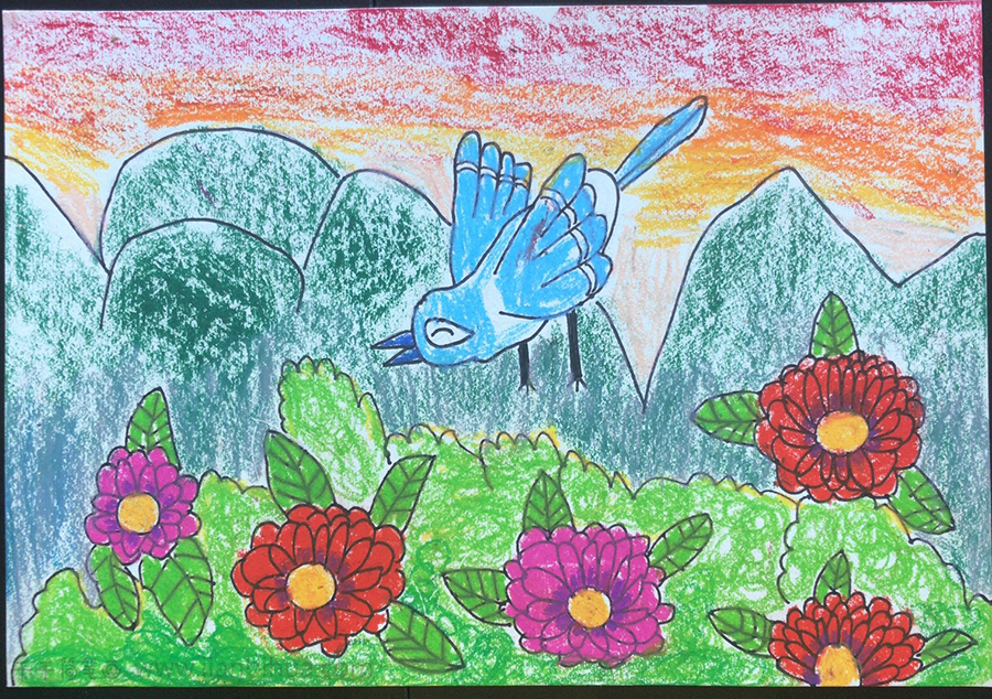 儿童画优秀奖作品《画眉鸟》 彩色儿童画_诗歌的样子简笔画