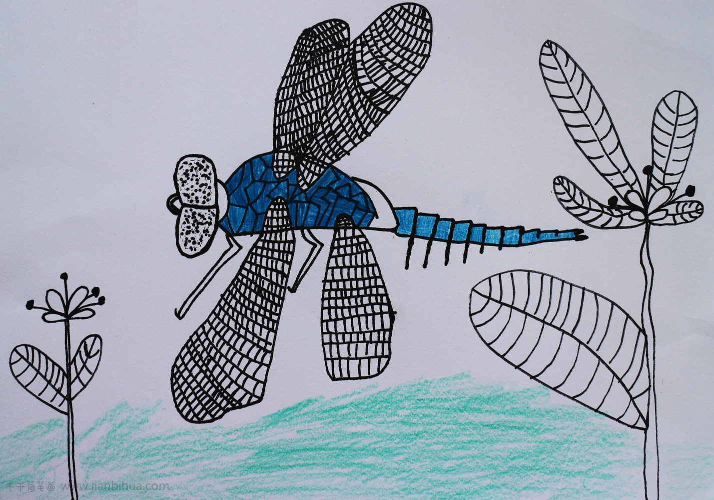 儿童画优秀奖作品《蜻蜓》儿童绘画作品