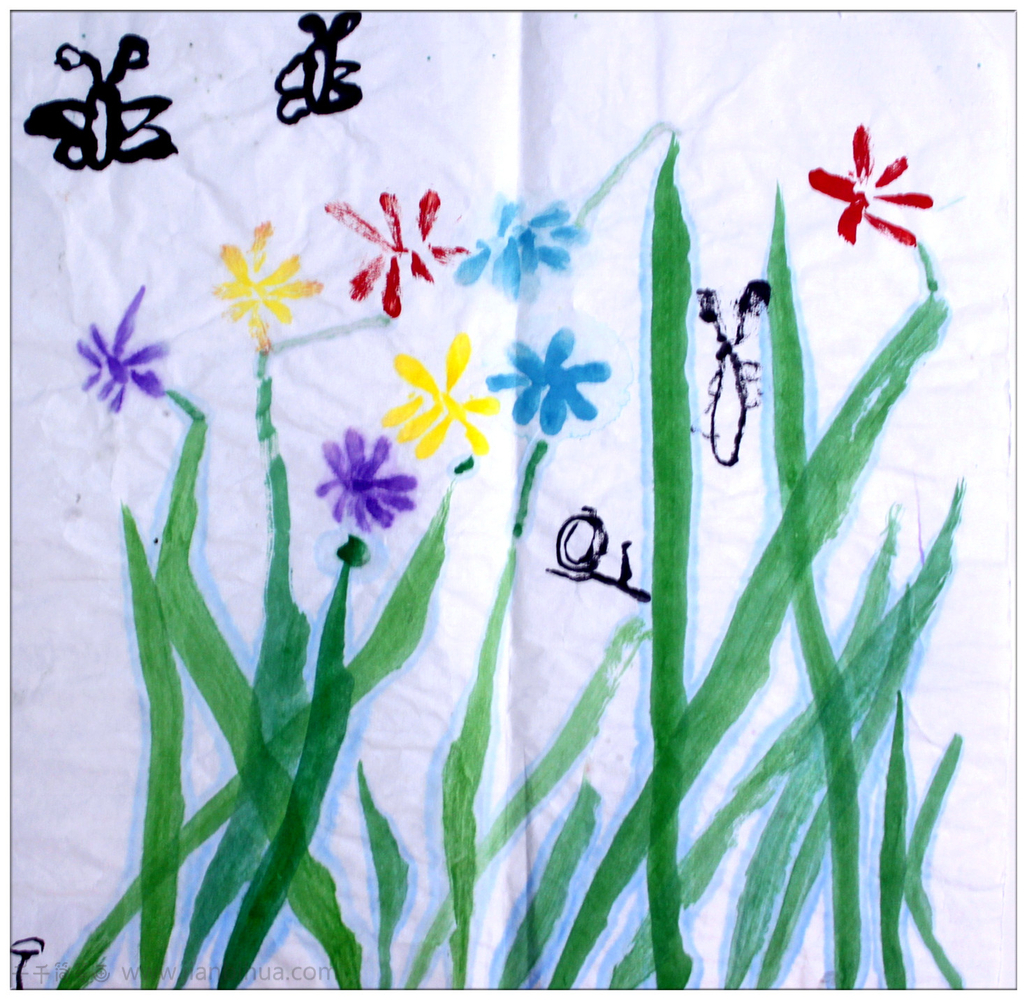 春天的小草儿童画图片