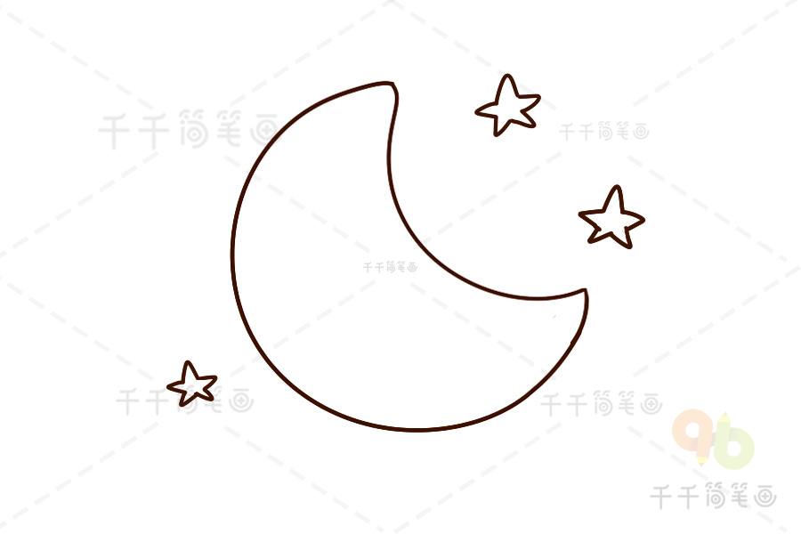 夜晚的星星月亮简笔画图片