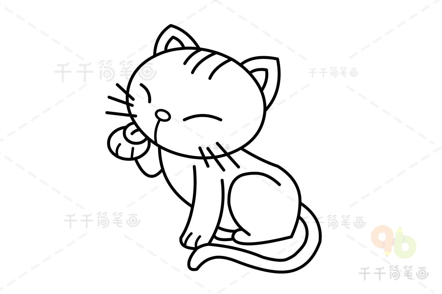小猫咪简笔画带颜色 小猫咪怎么画教程-动物简笔画-欣欣简笔画