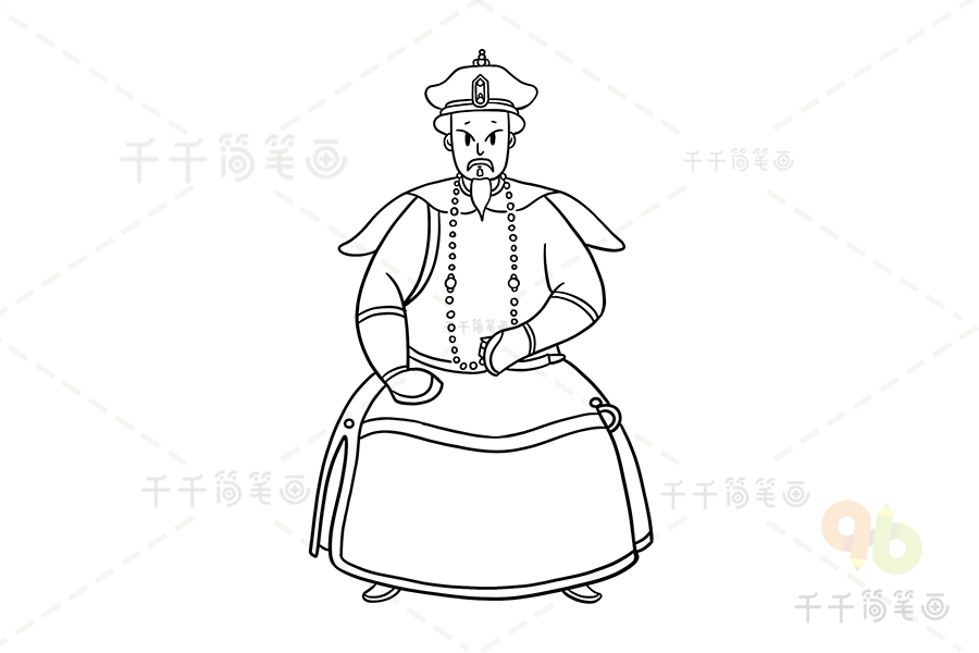清朝人物简笔画卡通图片