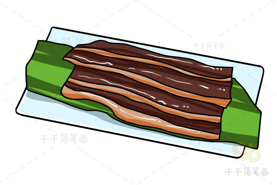 中国传统美食酱油肉简笔画