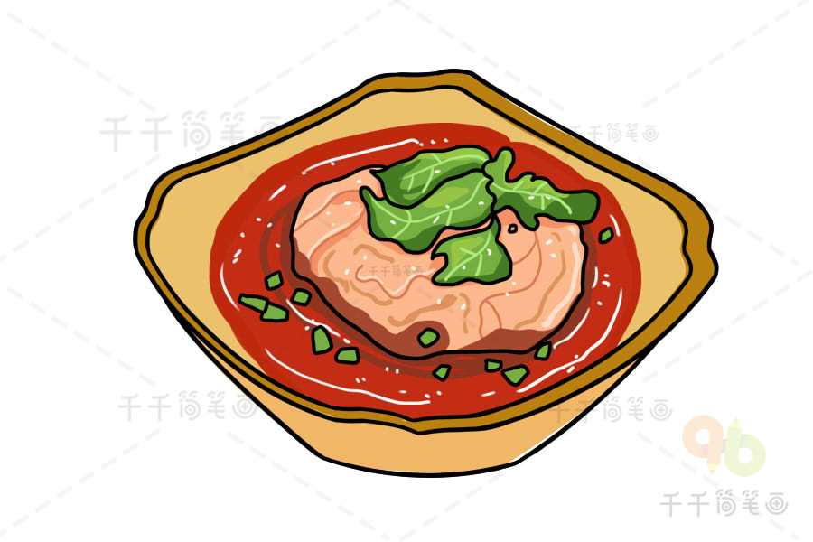 中国的美食简笔画彩色图片