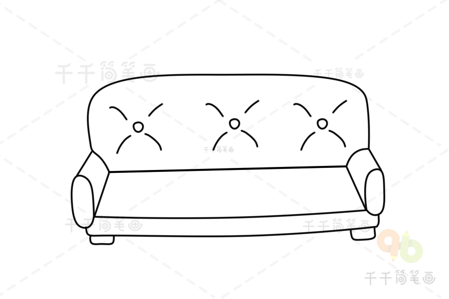 长沙发的简笔画 简单图片