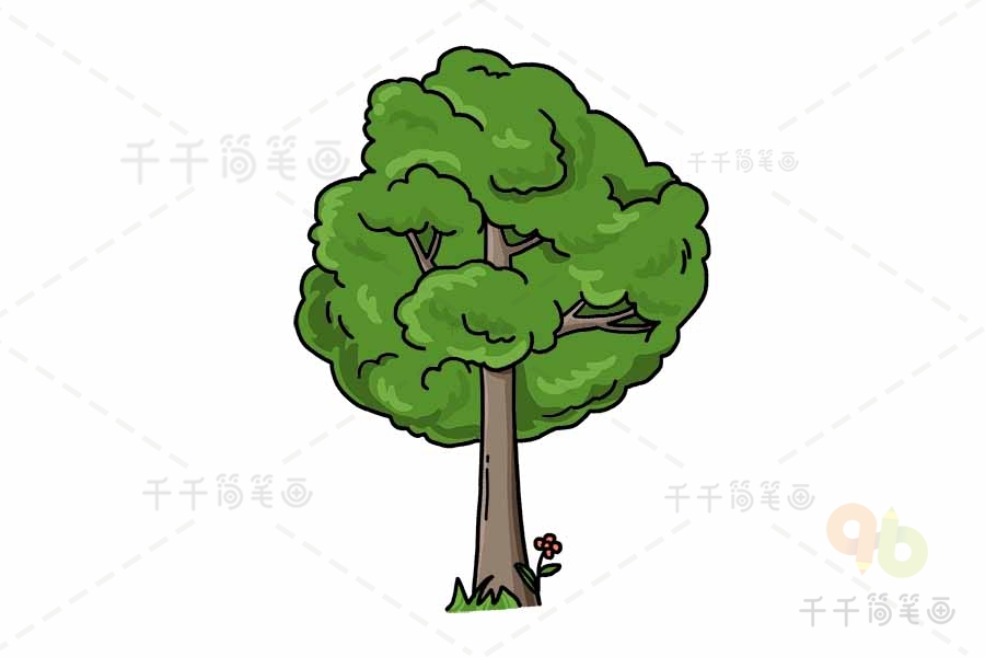 一颗树简笔画彩色图片
