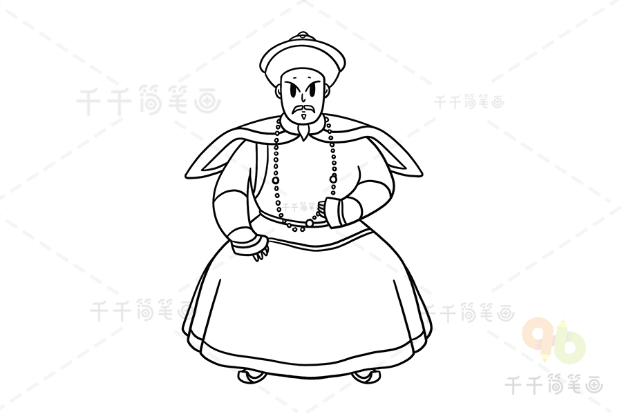 清朝人物简笔画卡通图片