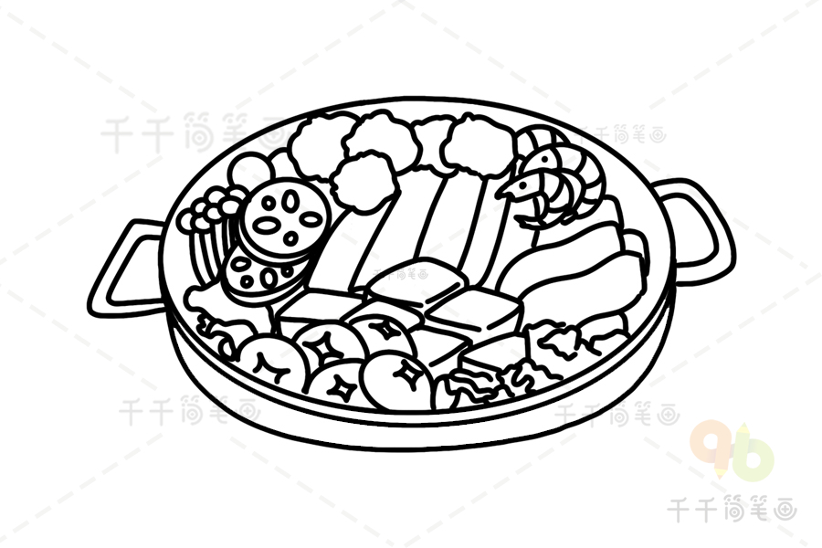 火锅食物简笔画 食材图片
