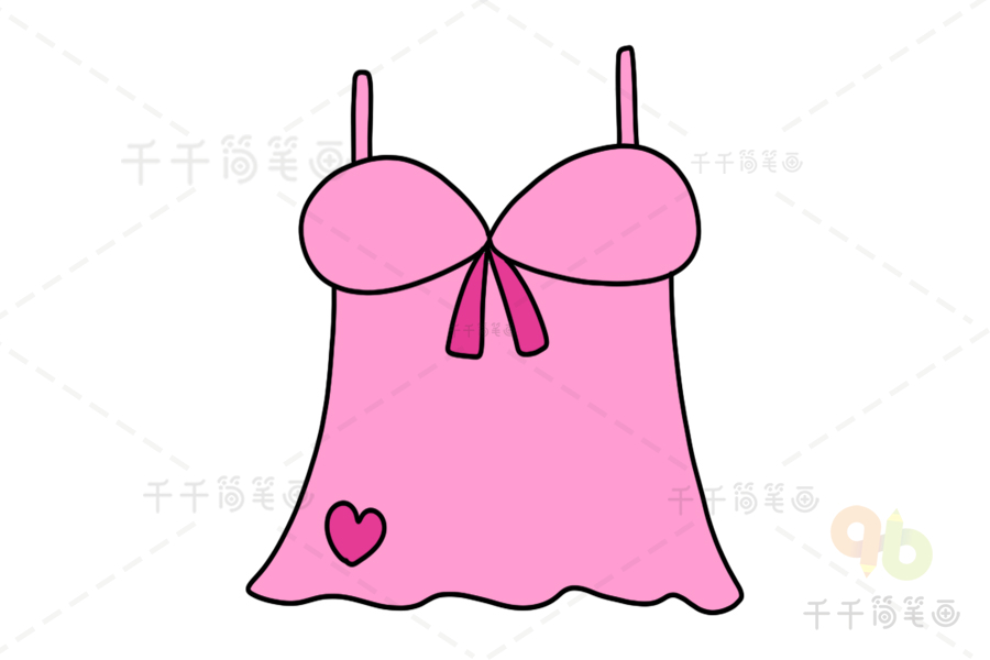 漂亮的粉色睡裙简笔画