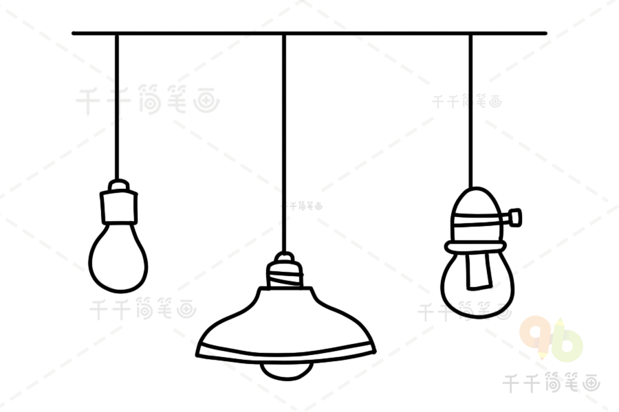 吊灯简笔画步骤图