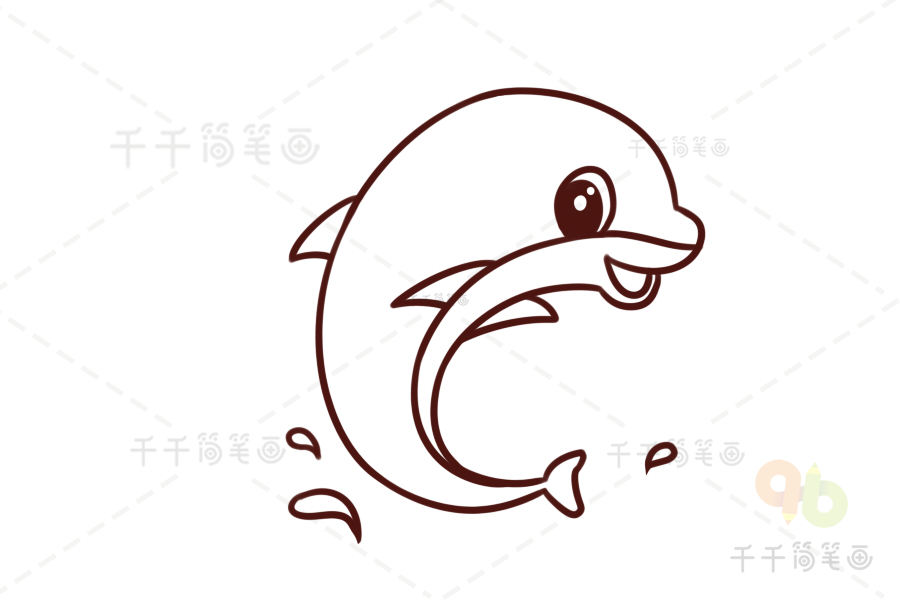 海底世界简笔画海豚图片