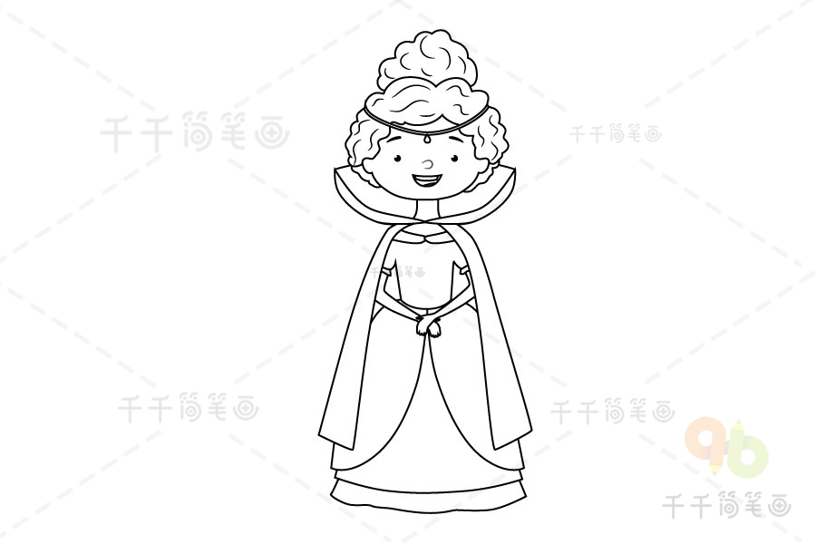 适合幼儿涂色的公主涂色画模板_人物涂色画简笔画