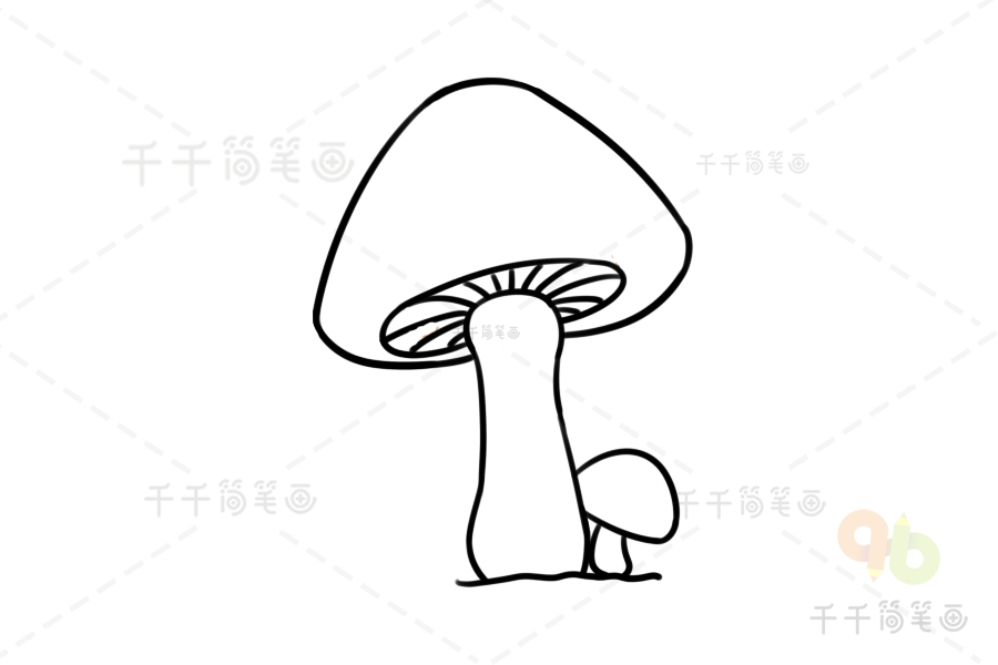 简单的蘑菇涂色画模板 适合4-7岁孩子学习