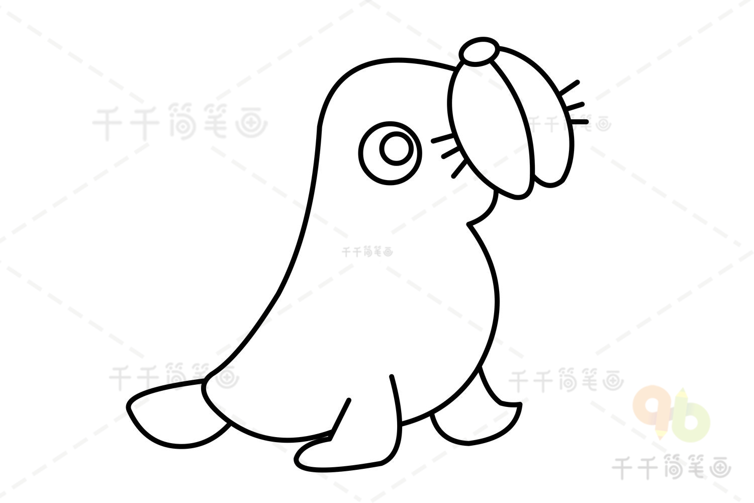 海豹涂色模板大全适合初学者