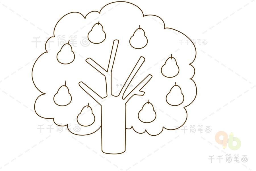 梨树简笔画儿童画简单的树