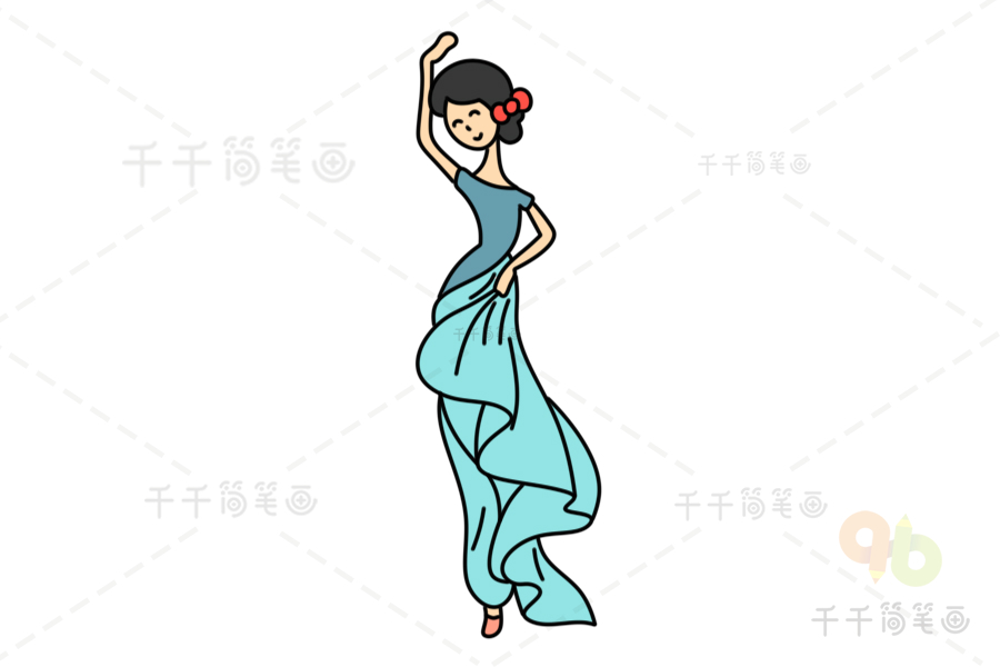 中国舞者简笔画图片