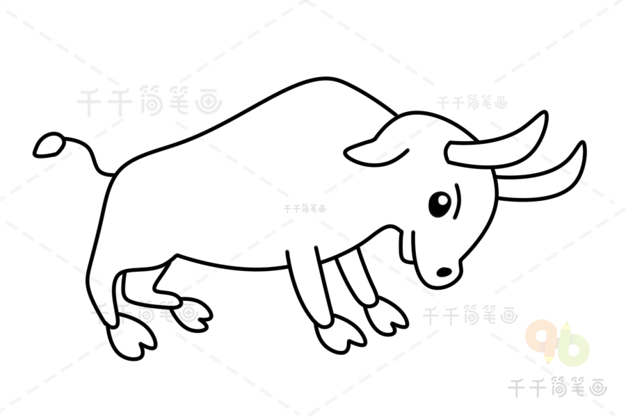 公牛简笔画跑步图片