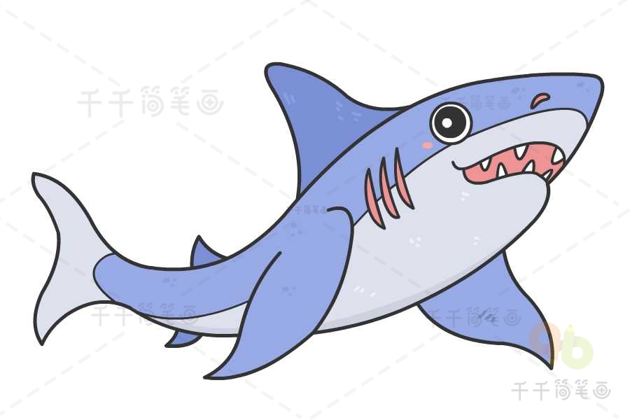 鲨鱼简笔画 幼儿绘画