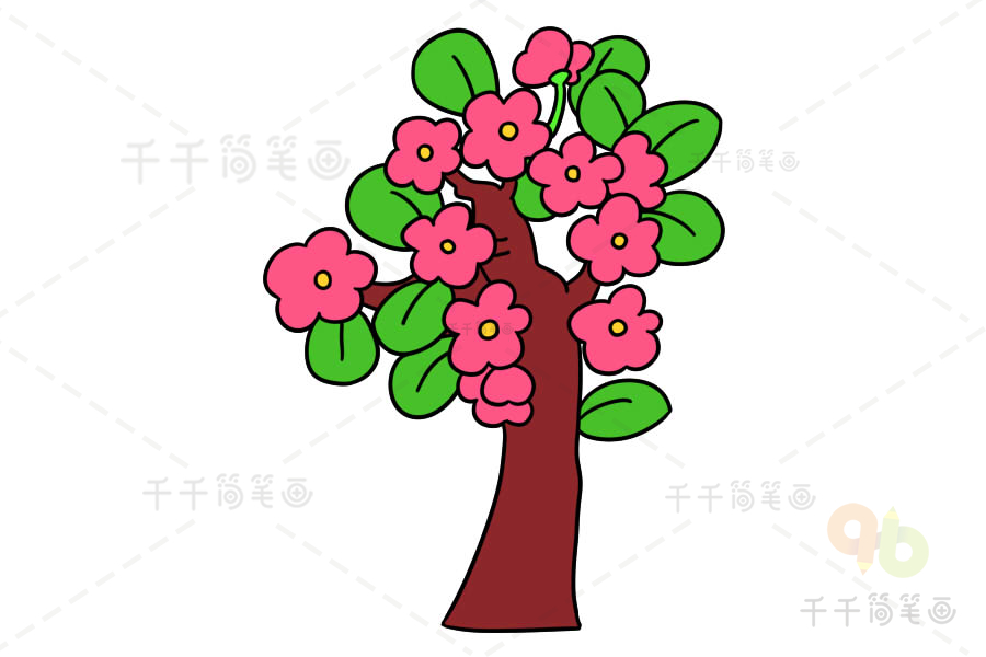 一棵桃花树简笔画简单图片