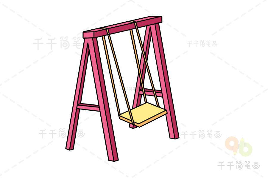 秋千摇椅简笔画的画法图片