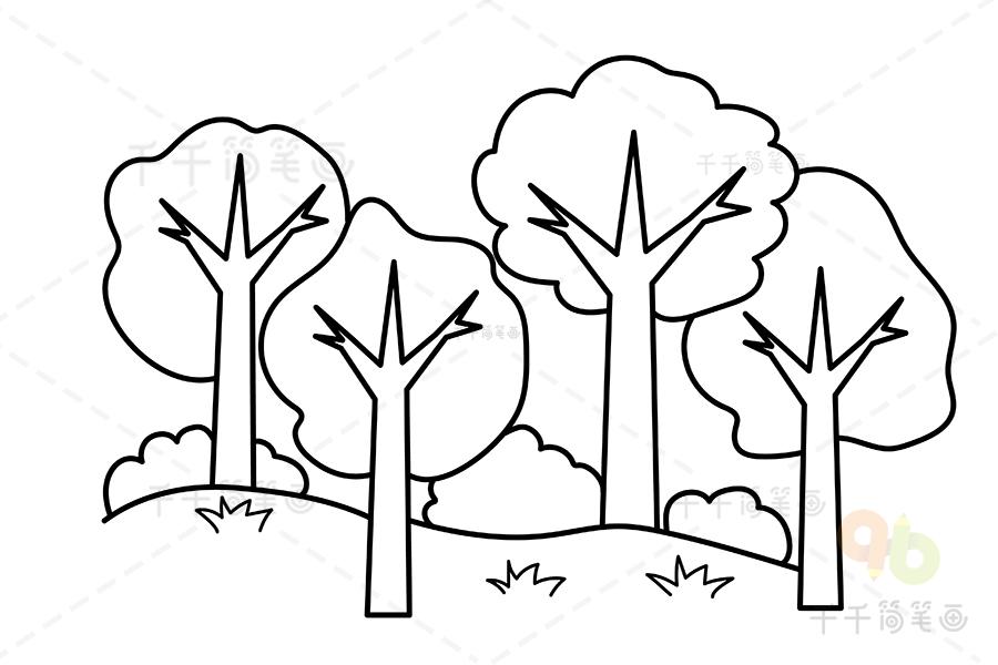 大树简笔画 卡通 森林图片