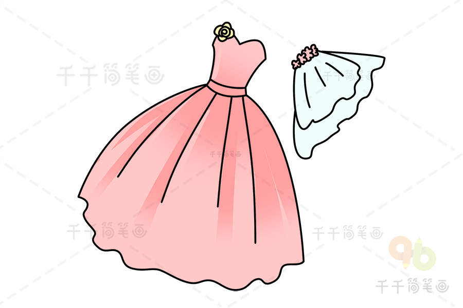 裙子简笔画彩色 婚纱图片