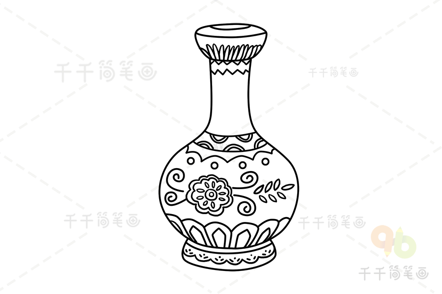 青花瓷瓶画法图片