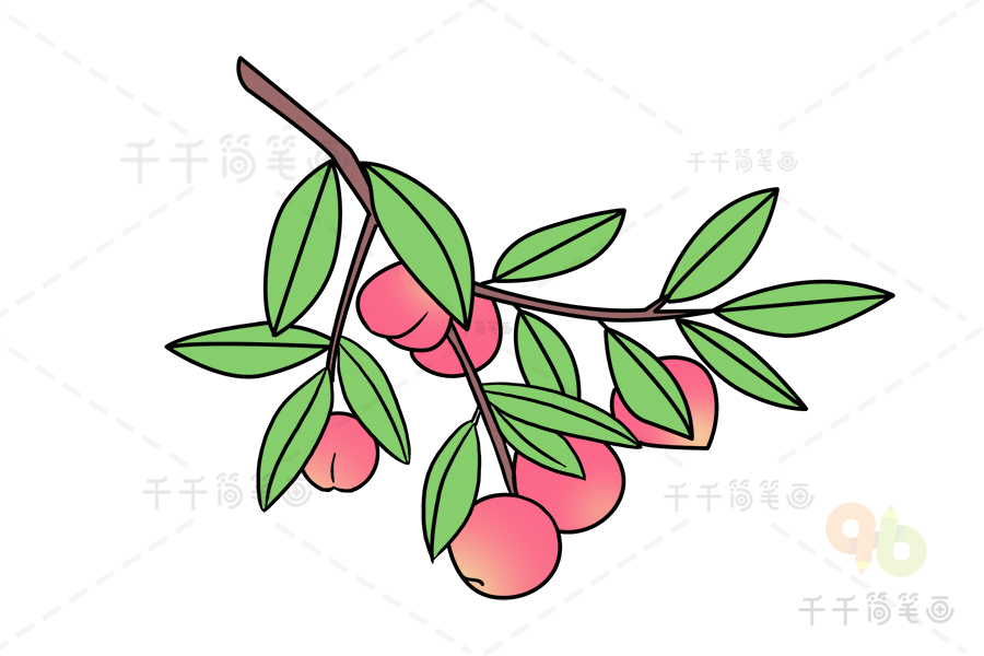 春天的桃树儿童画图片