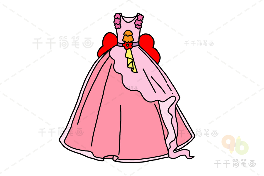公主涂色简单漂亮裙子图片