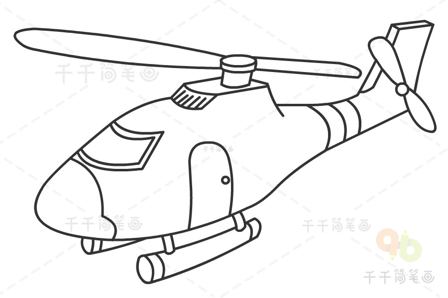 直升机简笔画亲子绘画