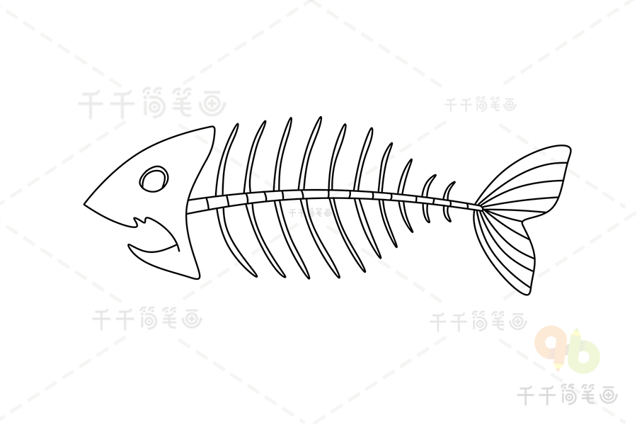 鱼骨架简笔画图片