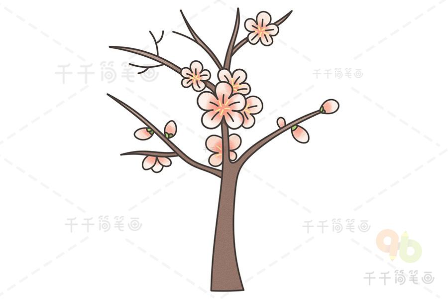 桃花树简笔画 画法图片