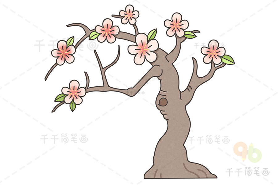 画一棵桃花树 简单图片