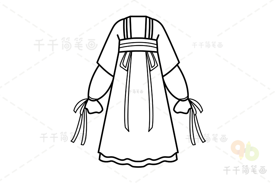 古代女子的衣服简笔画图片
