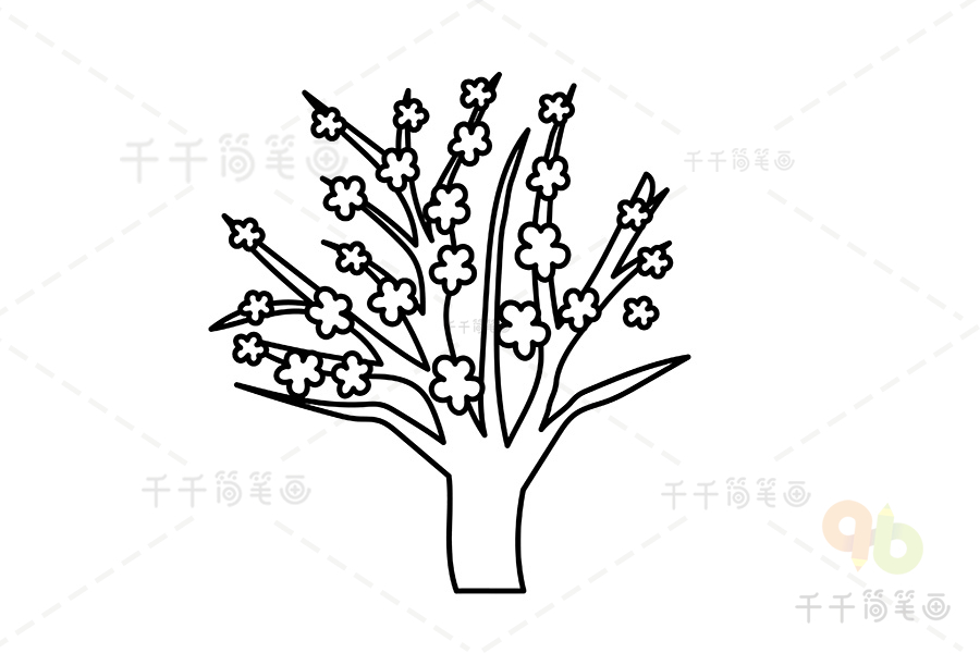 桃树简笔画亲子画植物