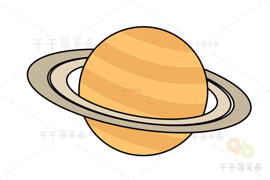 土星简笔画亲子绘画