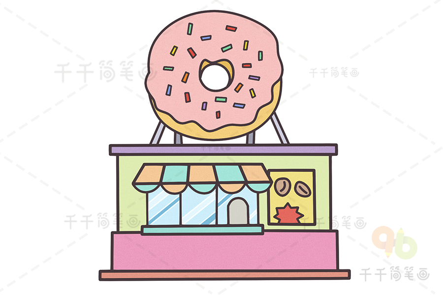 甜品店门店简笔画图片