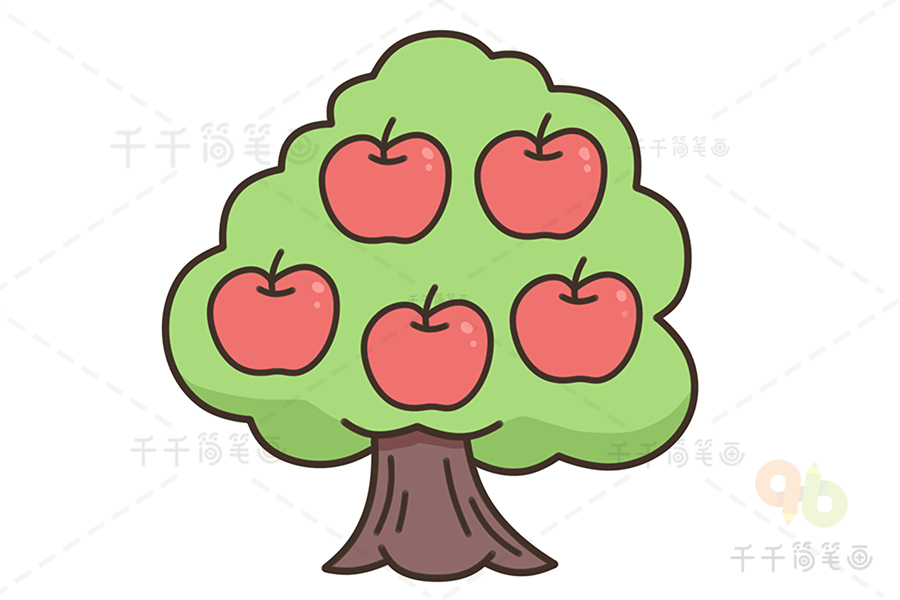 苹果树图片简笔画彩色图片