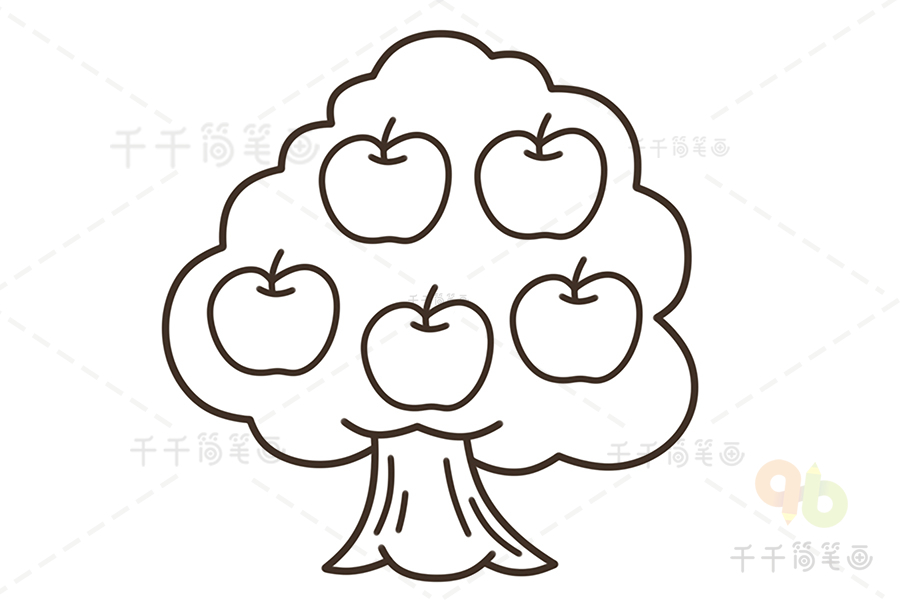 苹果树简笔画可爱简单