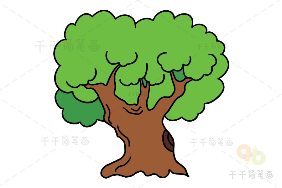 绿色简笔画大树图片