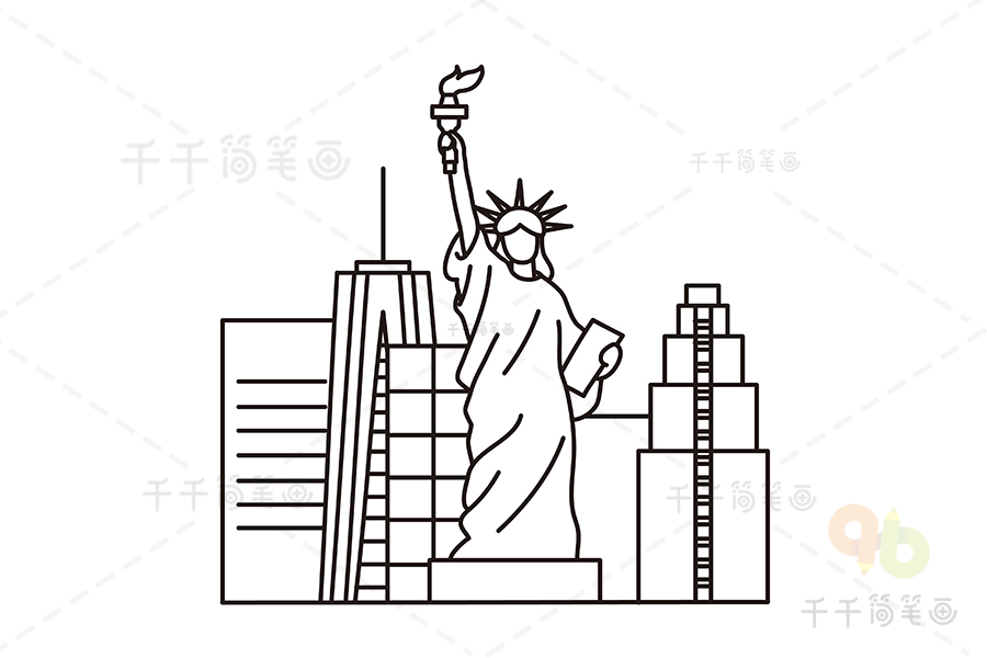 纽约著名建筑简笔画图片