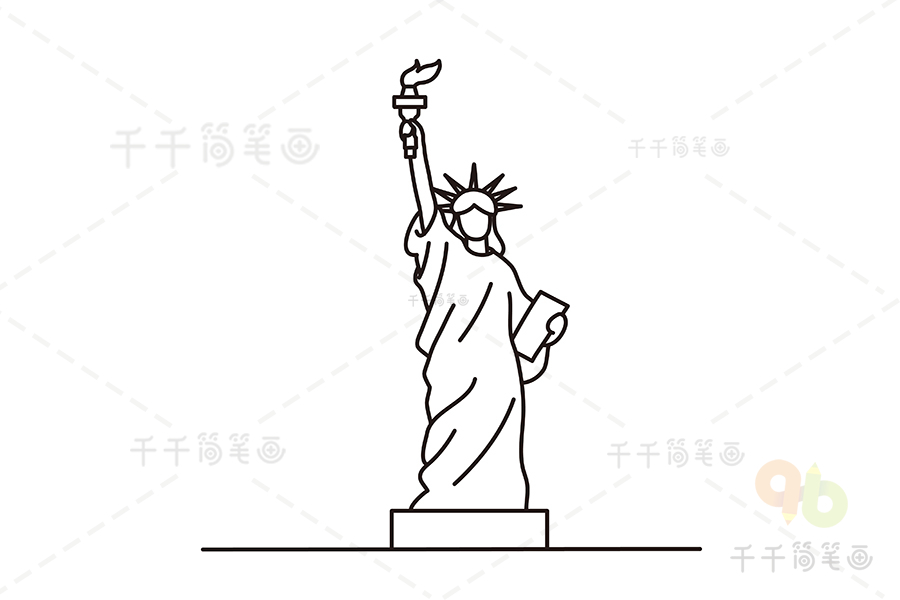 美国自由女神像简笔画