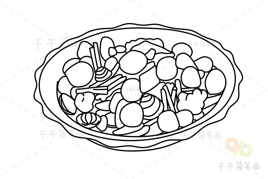 一盘菜简单画法图片