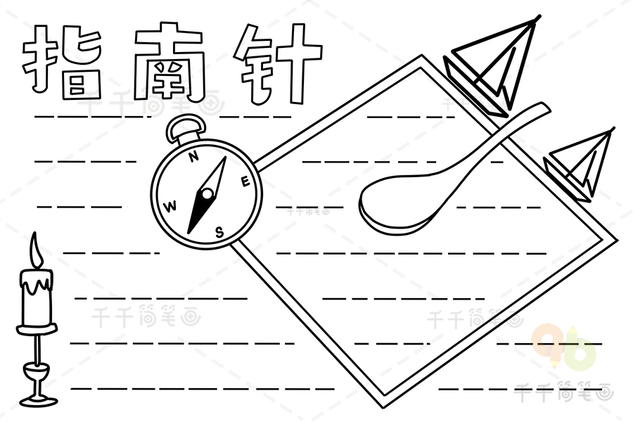 中国古代指南针简笔画图片