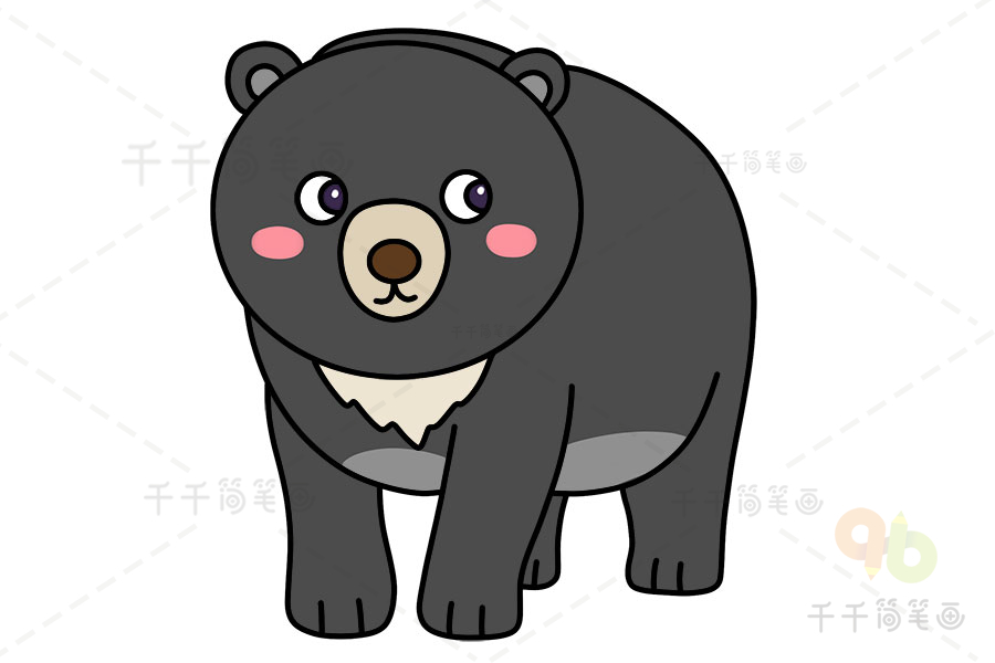 小黑熊简笔画可爱图片