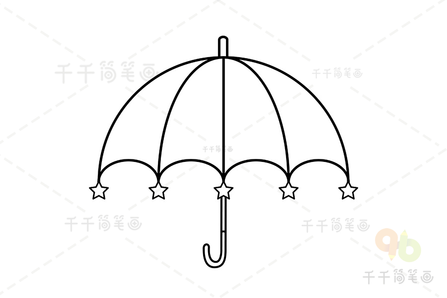 雨伞简笔画步骤教程