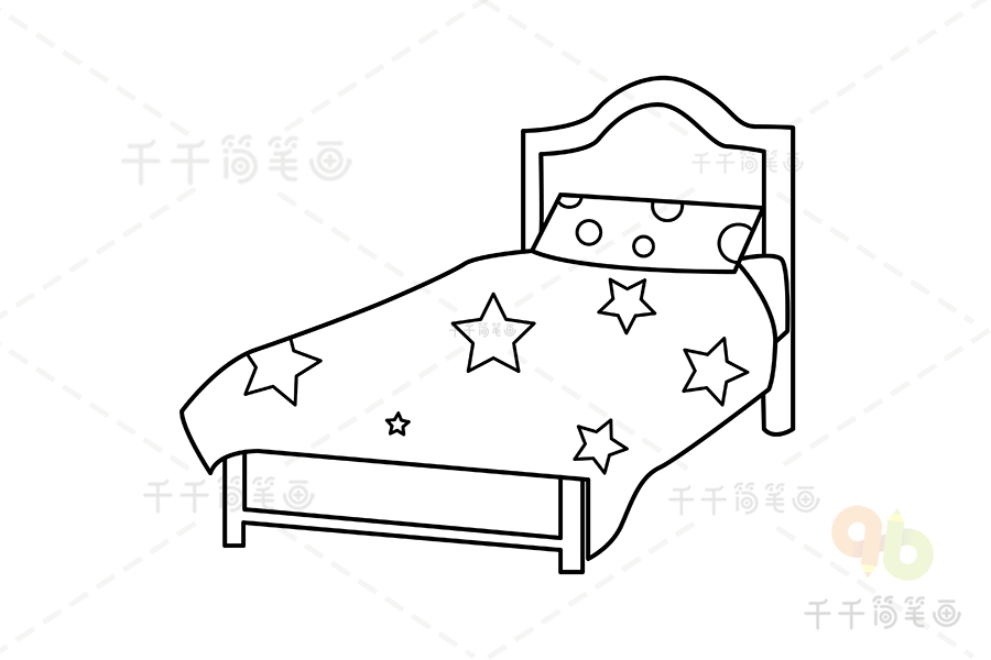 床简单画法图片