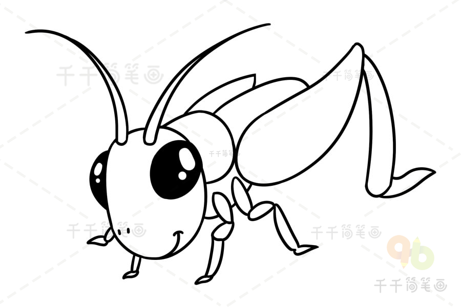蟋蟀的儿童的简单的画图片