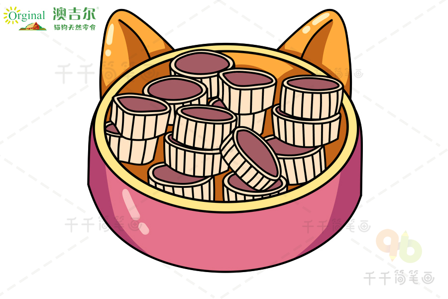 猫碗简笔画有猫粮图片